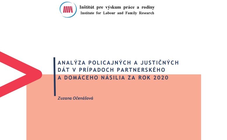 Titulná strana publikácie Analýza policajných a justičných dát v prípadoch partnerského a domáceho násilia za rok 2020 (IVPR, Z. Očenášová, 2021)