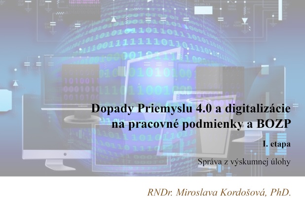 Titulná strana štúdie Dopady Priemyslu 4.0 a digitalizácie na pracovné podmienky a BOZP (Miroslava Kordošová, 2021)
