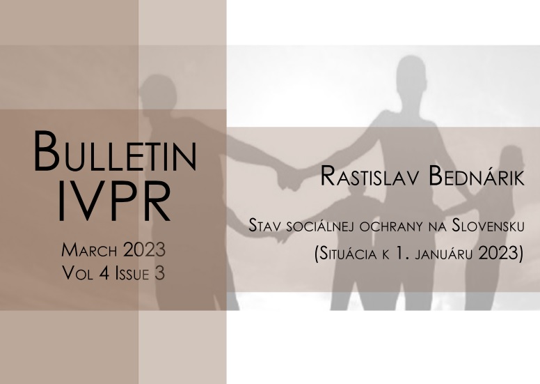 Titulná strana Bulletinu IVPR 3/2023 - Stav sociálnej ochrany na Slovensku. Situácia k 1. januáru 2023 (R. Bednárik)