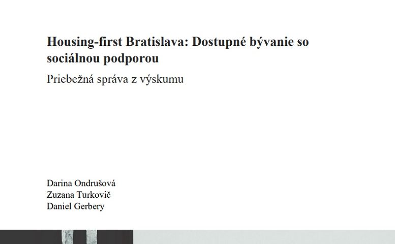 Titulná strana priebežnej správy Housing-first Bratislava