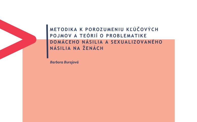 Titulná strana publikácie Metodika k porozumeniu kľúčových pojmov a teórii o problematike domáceho násilia (Burajová, PERD, 2023)