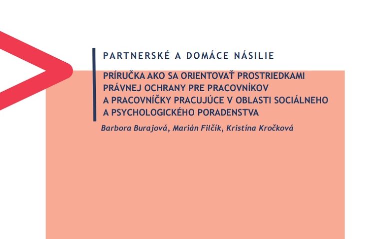 Titulná strana publikácie Partnerské a domáce násilie. Príručka, ako sa orientovať prostriedkami právnej ochrany (PERD, 2023)