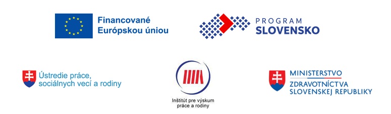 5 log: EÚ, Program SLOVENSKO, Ústredie práce, sociálnych vecí a rodiny, Inštitút pre výskum práce a rodiny a Ministerstvo zdravotníctva SR