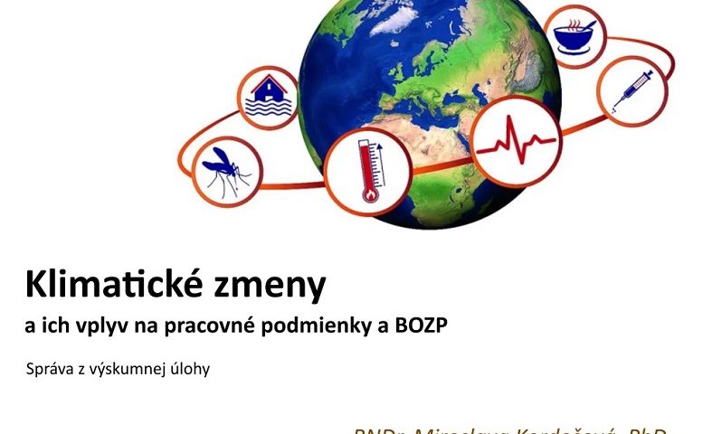 Titulná strana výskumnej správy Klimatické zmeny a ich vplyv na pracovné podmienky a BOZP - M. Kordošová, 2024