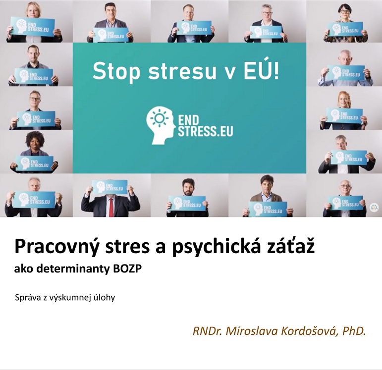 Titulná strana výskumnej správy Pracovný stres a psychická záťaž ako determinanty BOZP (M. Kordošová, 2024)