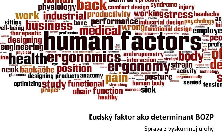 Titulná strana výskumnej úlohy Ľudský faktor ako determinant BOZP (M. Kordošová, 2025)