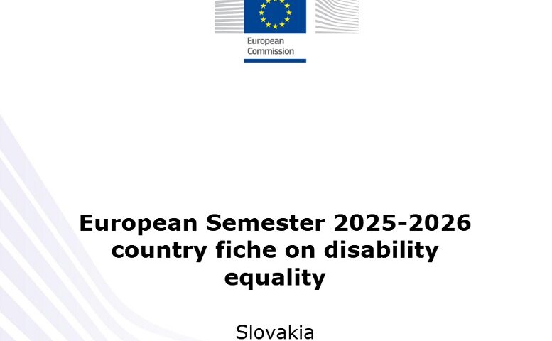 Titulná strana publikácie European Semester 2025-2026 country fiche on disability equality. Slovakia