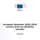 Titulná strana publikácie European Semester 2025-2026 country fiche on disability equality. Slovakia