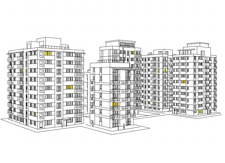 Ilustrácia bytových domov